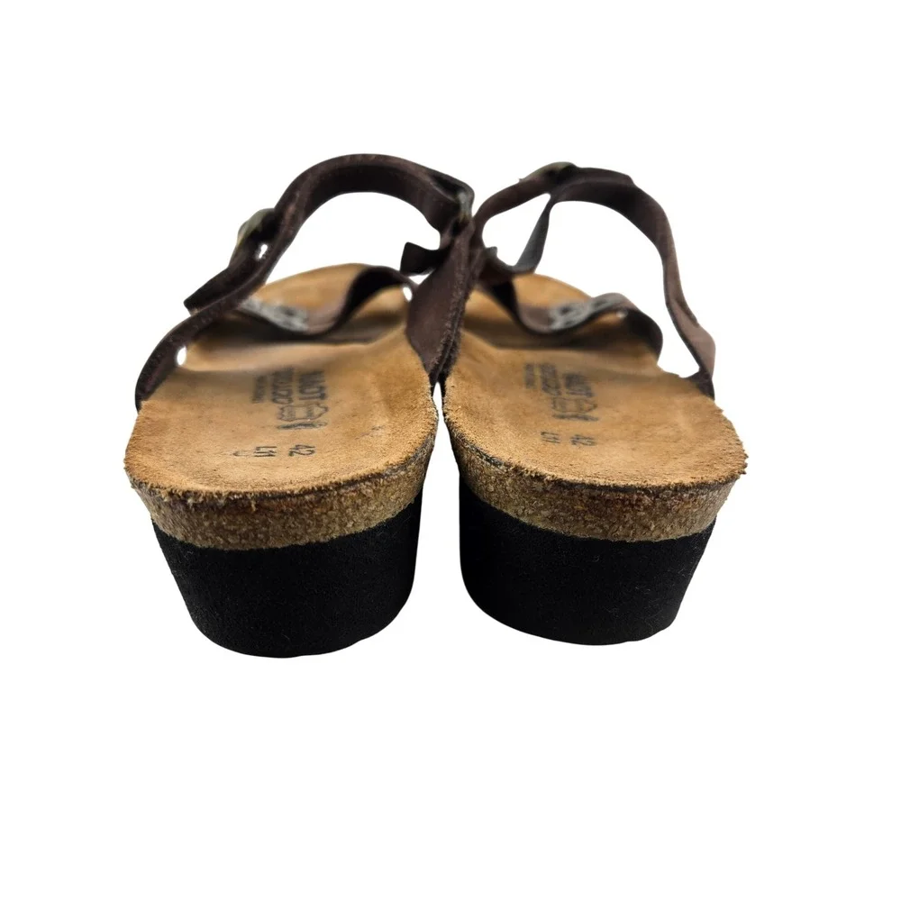 Naot Brown Leather Celtic Knot Wedge Sandals Womens 42 US 11-11.5 Made in Israel